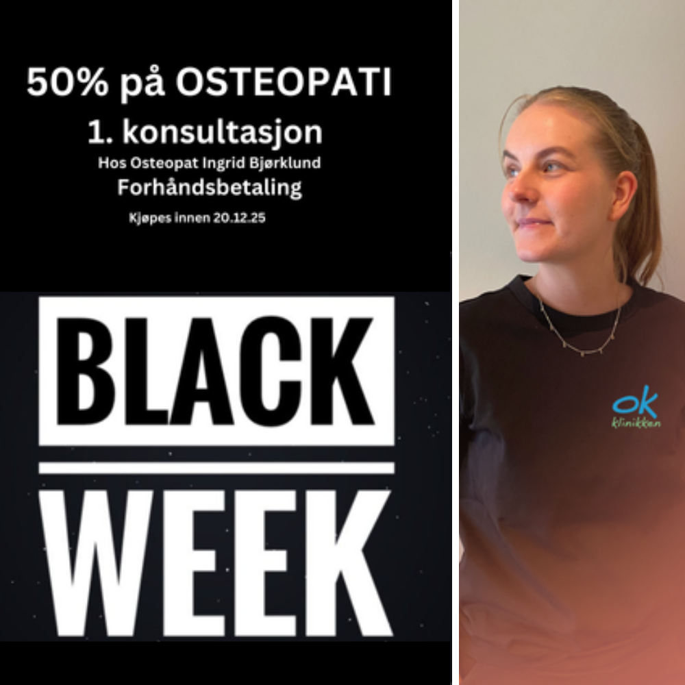 BlACK WEEK – 50% på 1. konsultasjon hos Osteopat Ingrid Bjørklund